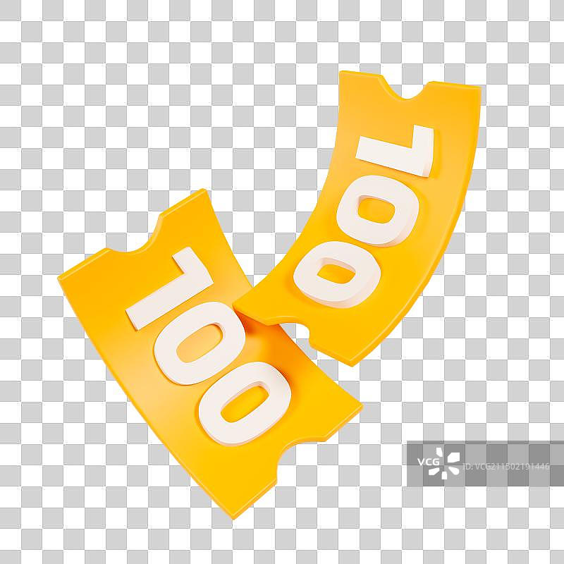 3D立体渲染的电商优惠券购物券618双十一春节促销元素图片素材