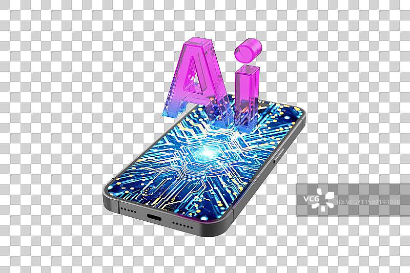 人工智能手机概念三维插画图片素材