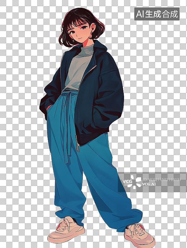 【AI数字艺术】就是年代日漫风格免抠人物图片素材