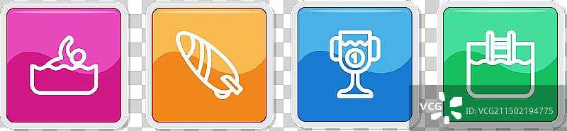 游泳者冲浪板奖杯游泳池线条组合图片素材