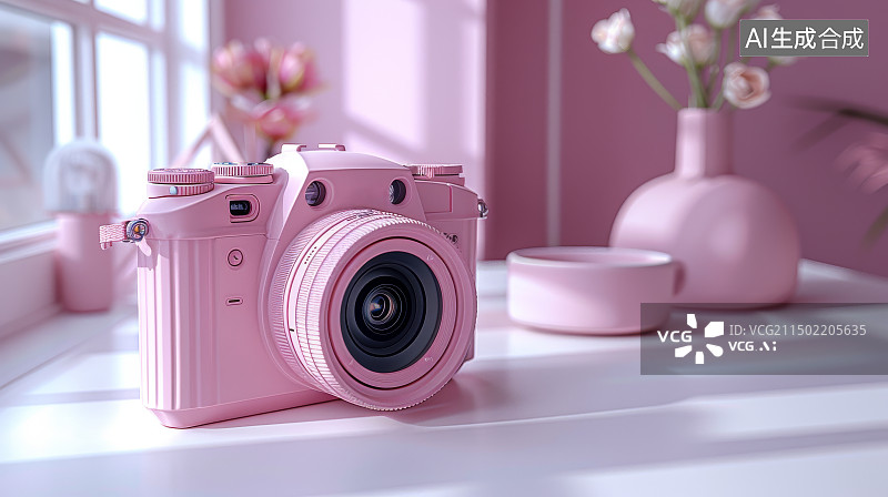 【AI数字艺术】一款 3D 粘土风格的数码相机图片素材