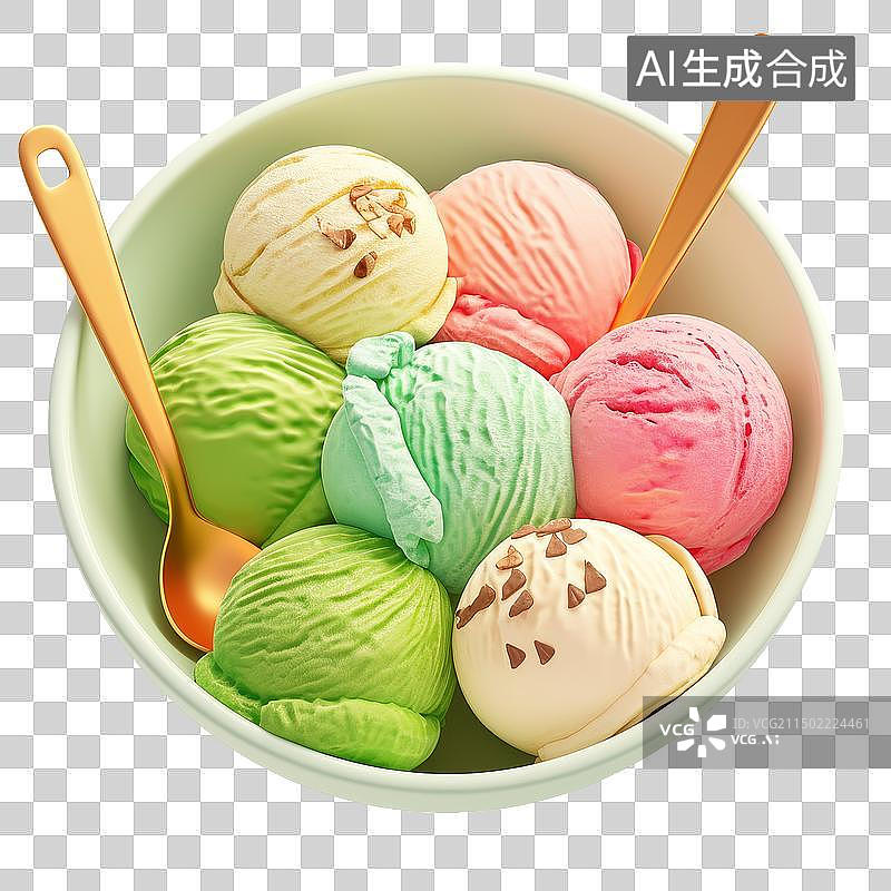 【AI数字艺术】夏日3D卡通元素之冰激凌球图片素材