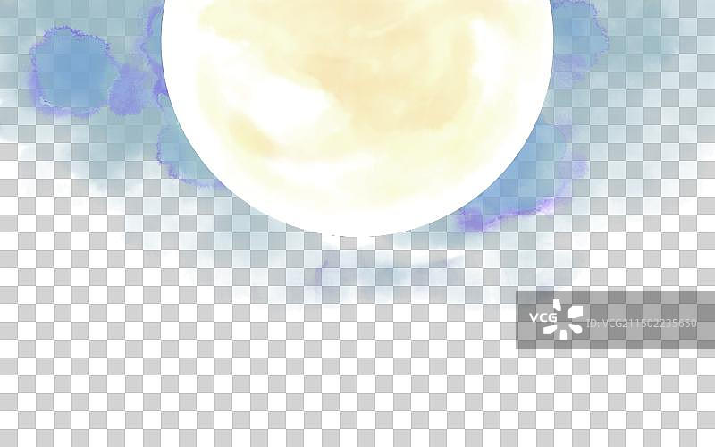 手绘云中圆月元素图片素材