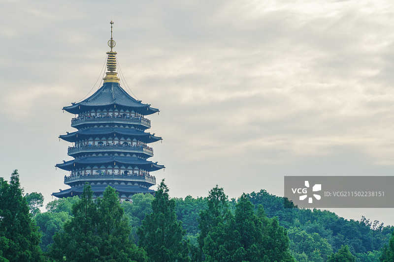 杭州西湖雷峰塔图片素材