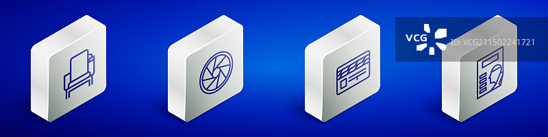 2.5D电影椅摄影机快门线条合集图片素材