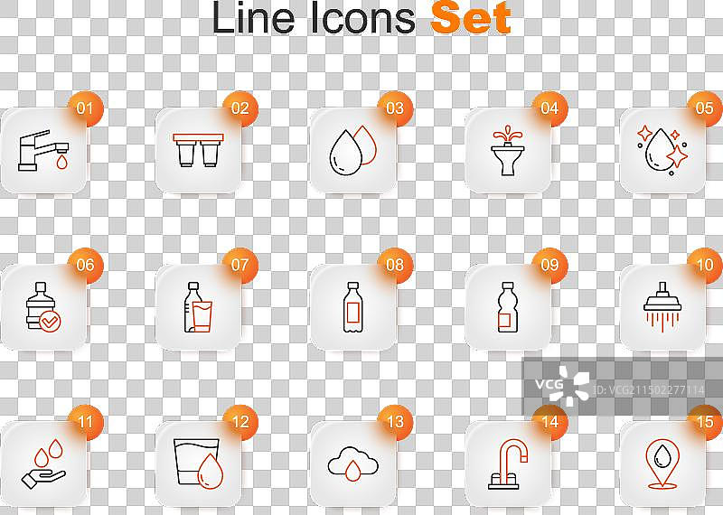 水滴定位龙头云雨线条组合图片素材