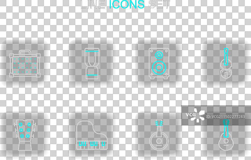 吉他、班卓琴、三角钢琴、小提琴琴颈等线条组合图片素材