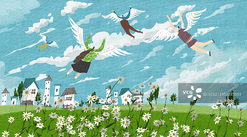 自由飞翔插画图片素材
