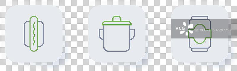 苏打罐、锅、热狗图标图片素材
