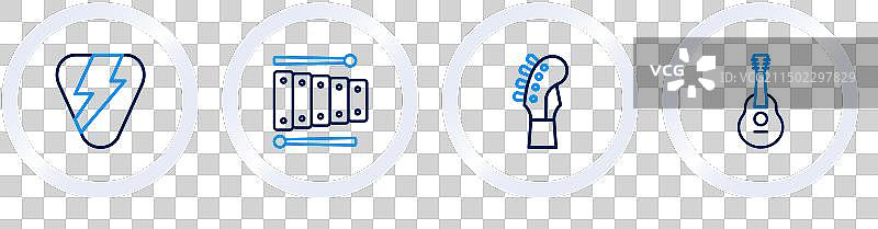 吉他颈木琴拨片图标组合图片素材
