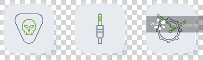 带鼓槌的鼓和音频插孔图片素材