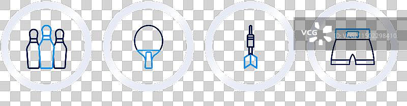 拳击短裤、飞镖、箭和球拍等组合图片素材
