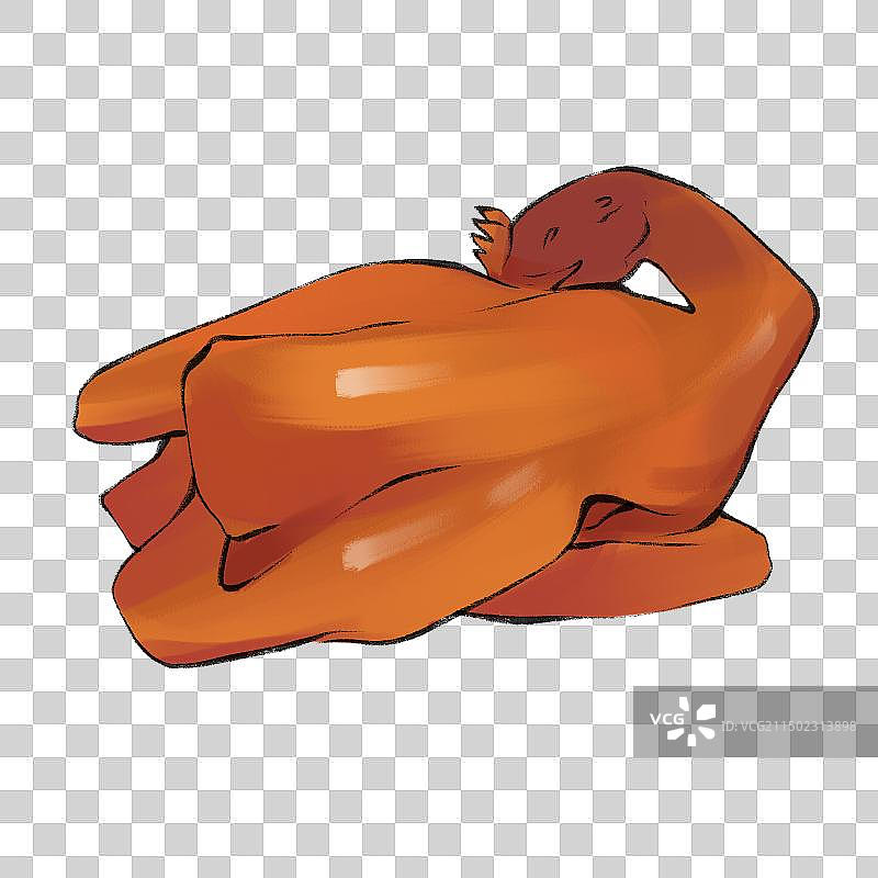 熏鸡烤鸡-黑龙江美食特产插画元素图片素材