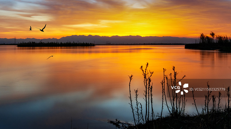 黄河晚霞图片素材