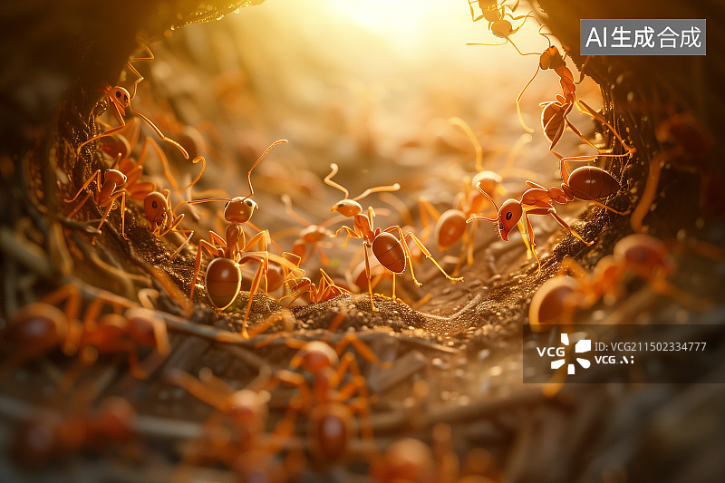 【AI数字艺术】蚂蚁的穴巢，洞穴蚂蚁窝图片素材