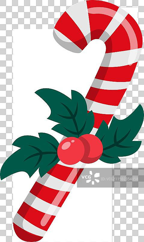 带有冬青浆果的圣诞糖果手杖图片素材