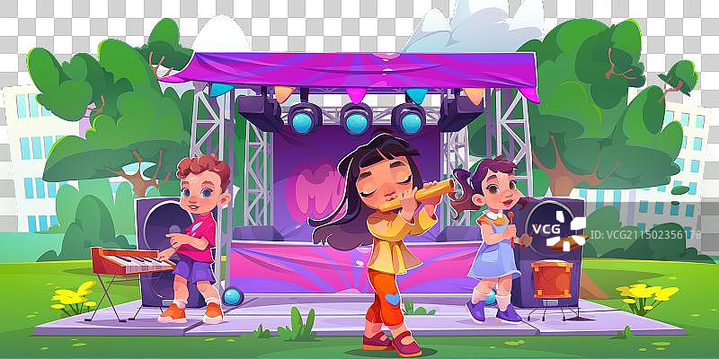 儿童乐队乐器表演图片素材