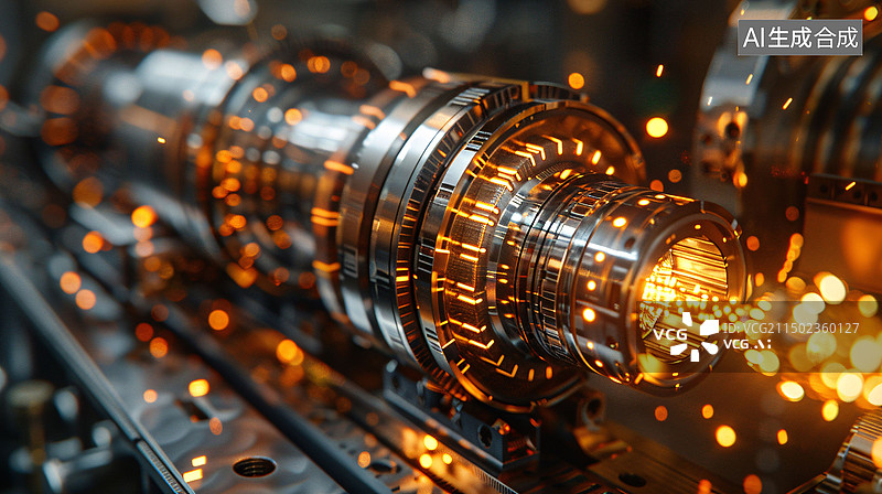 【AI数字艺术】金属机床工业数控车床高速切削智能制造插图图片素材