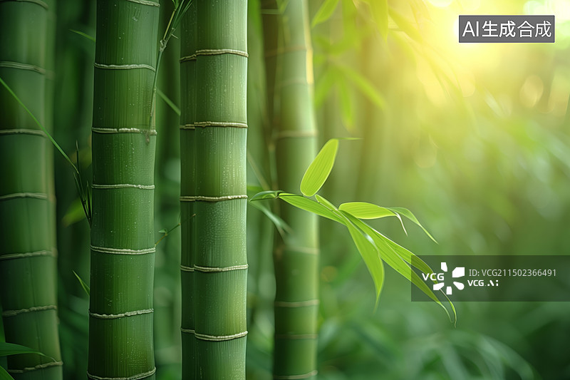 【AI数字艺术】枝繁叶茂的竹子图片素材