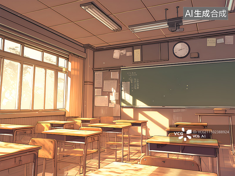 【AI数字艺术】日系漫画风格学校教室走廊体育馆羽毛球馆舞蹈房钢琴教室美术教室茶馆图片素材