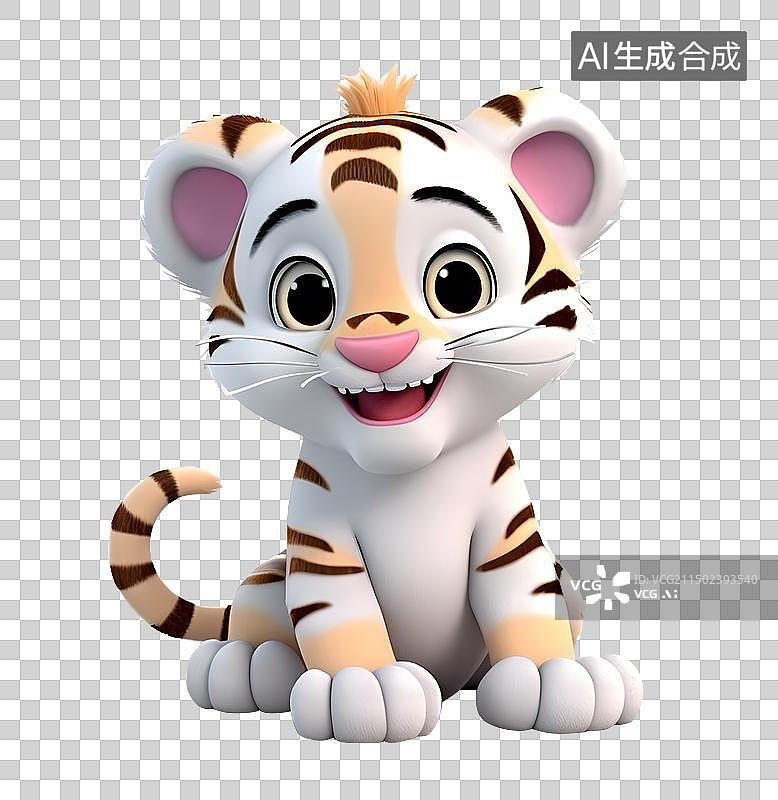 【AI数字艺术】可爱的小老虎 卡通形象 3D图片素材