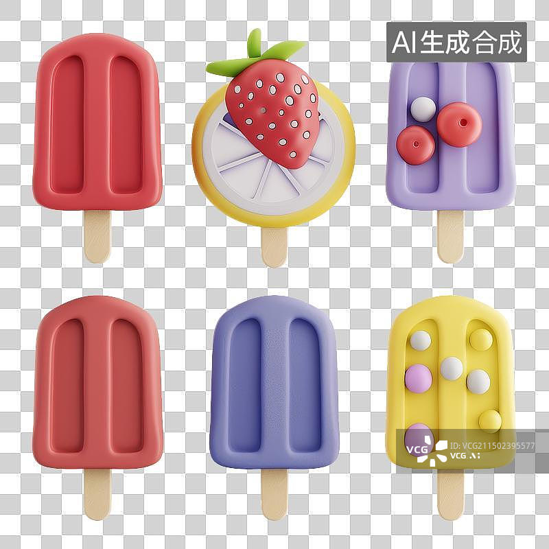 【AI数字艺术】3D水果冰棒图片素材