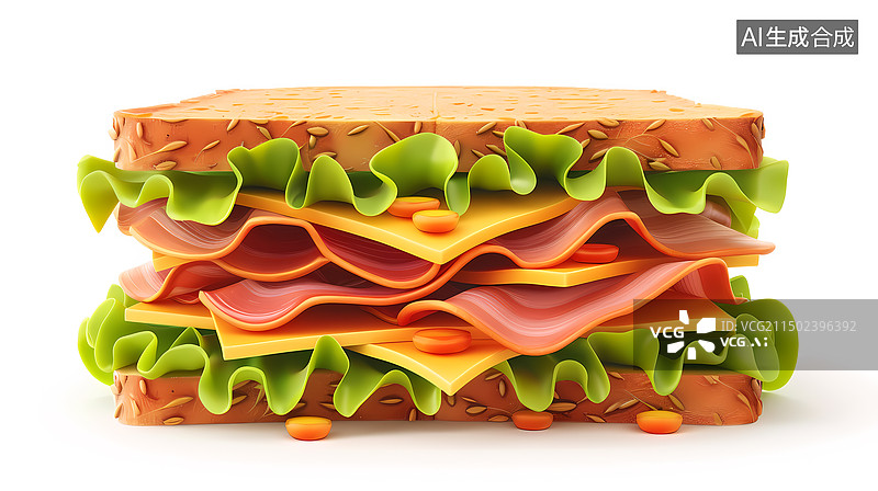 【AI数字艺术】美味的三明治/帕尼尼插图图片素材