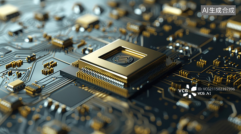 【AI数字艺术】电路板上的U盘特写镜头图片素材