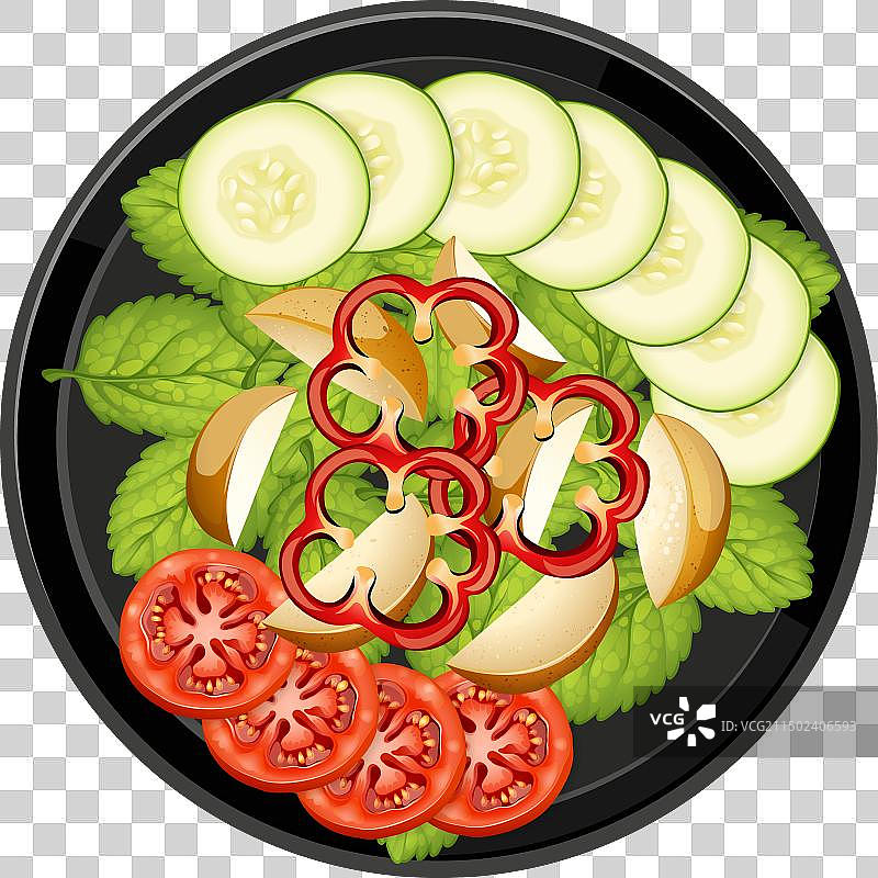 新鲜多彩的黄瓜番茄沙拉图片素材