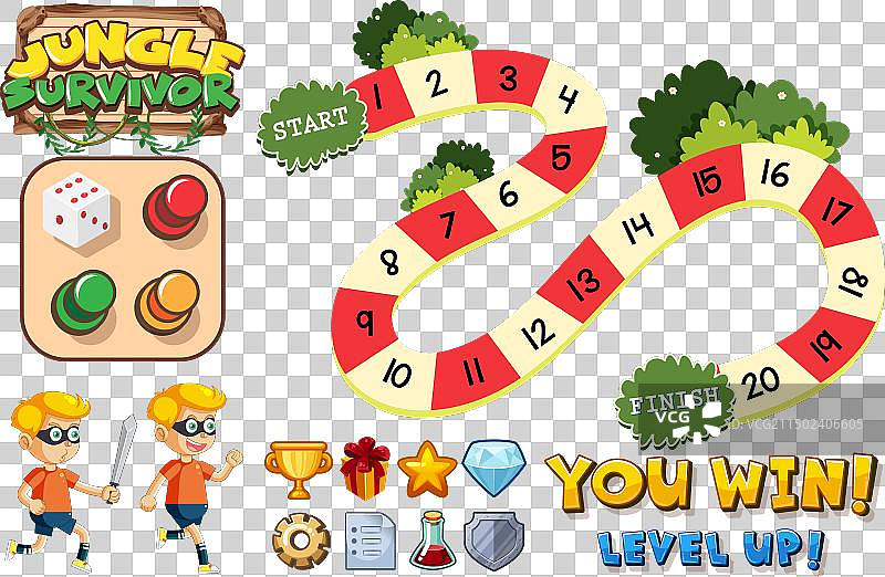 丛林探险飞行棋游戏模板图片素材