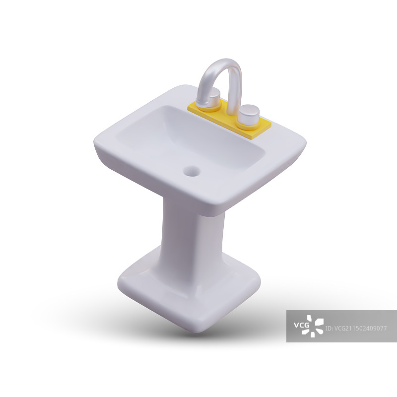 逼真风格的洗脸盆逼真模型图片素材