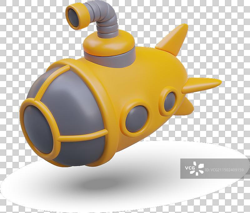 带潜望镜的3D彩色潜艇图片素材