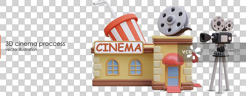 卡通风格电影制作3D场景图片素材