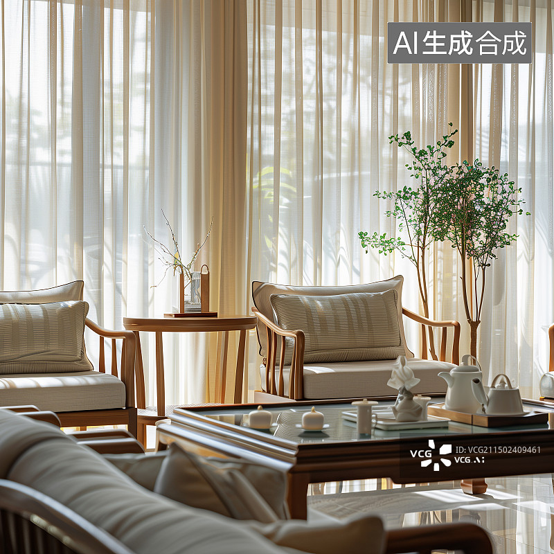 【AI数字艺术】中国风中式木质座椅图片素材