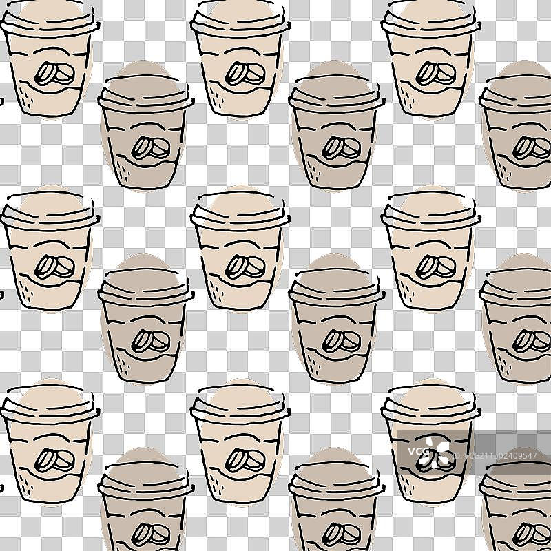 咖啡杯涂鸦无缝背景草图图片素材