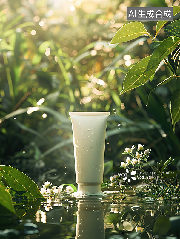 【AI数字艺术】植物上的咖啡杯特写镜头图片素材