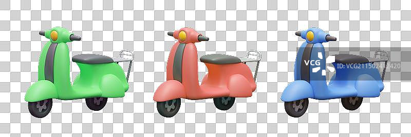 各种颜色的逼真滑板车图片素材