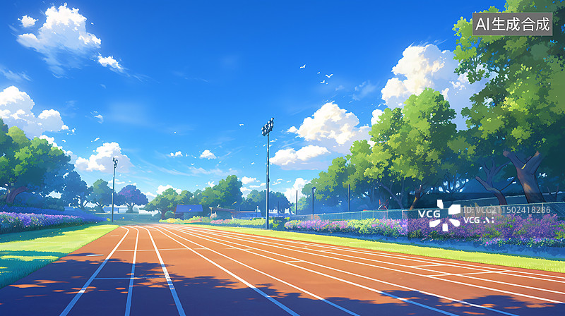 【AI数字艺术】二次元风格校园场景图片素材