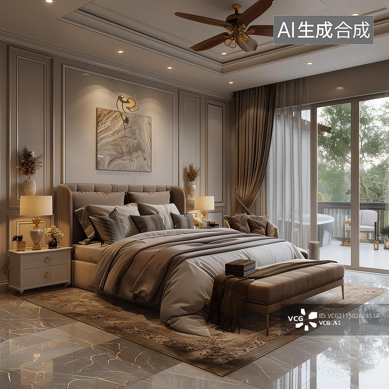 【AI数字艺术】豪华卧室设计图片素材