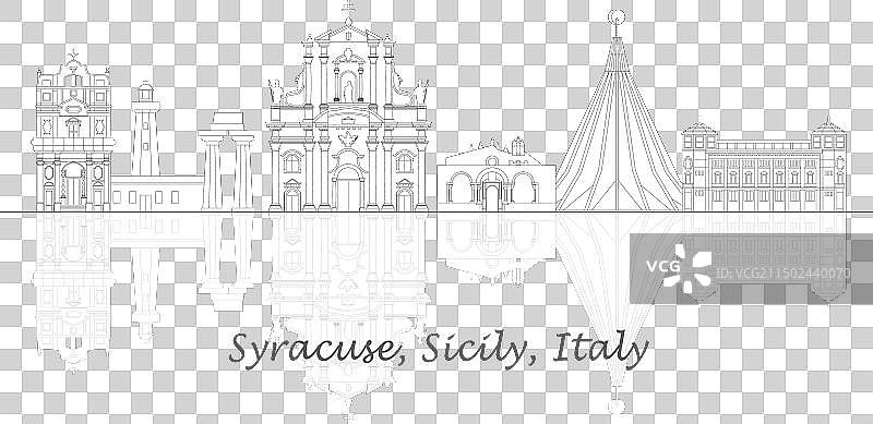 锡拉丘兹城市天际线全景轮廓图片素材