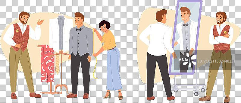 专业裁缝为新郎缝制结婚礼服图片素材