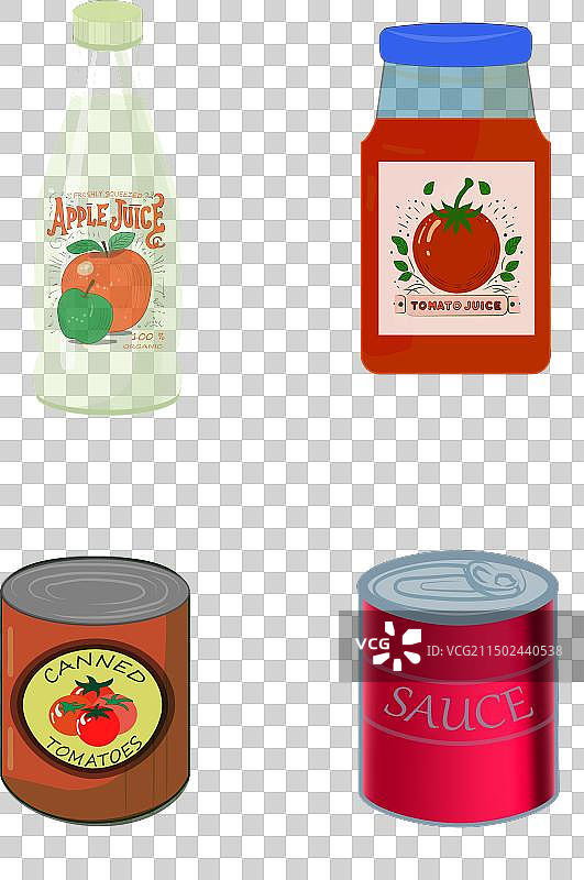 卡通罐头和瓶子合集图片素材