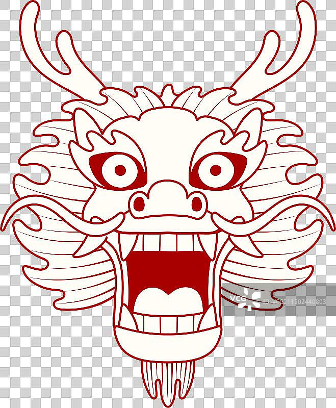 中国生肖龙脸部线条艺术图片素材