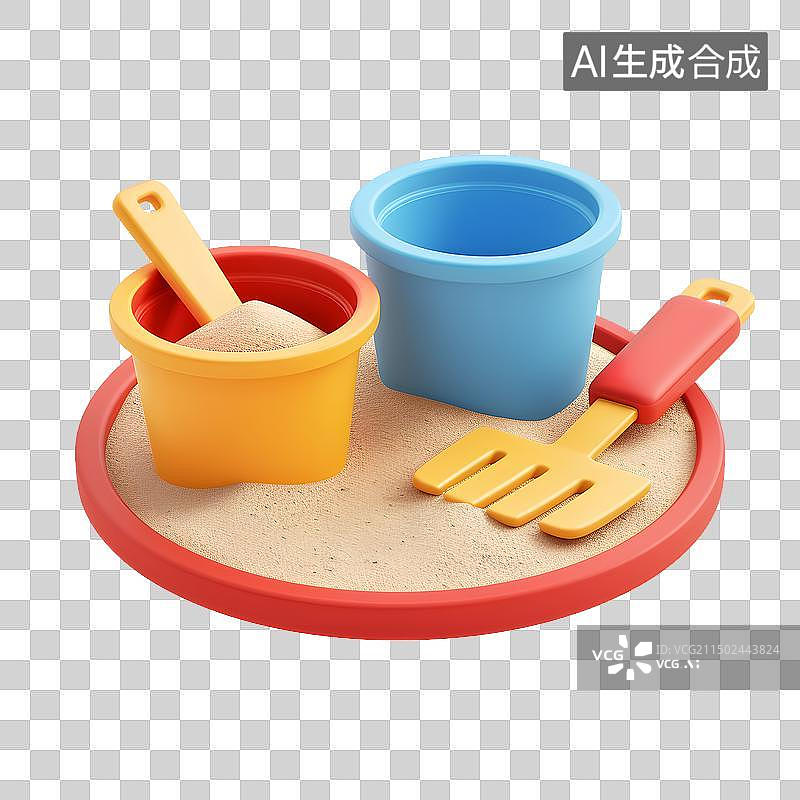 【AI数字艺术】沙桶和沙铲3D模型图片素材