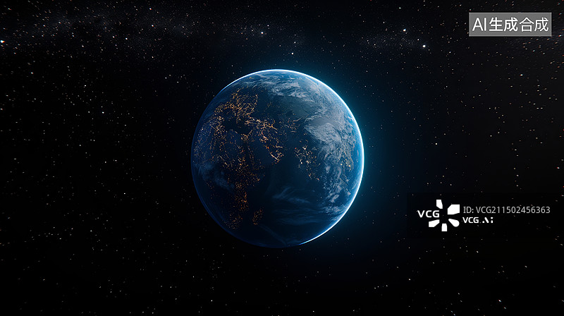 【AI数字艺术】太空中的地球图片素材