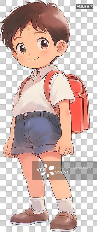 【AI数字艺术】一个背着书包的可爱男孩图片素材