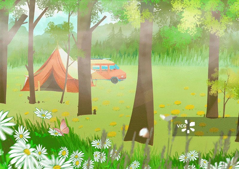 云雾缭绕的森林视频，动画，插画，中国风，背景图片素材