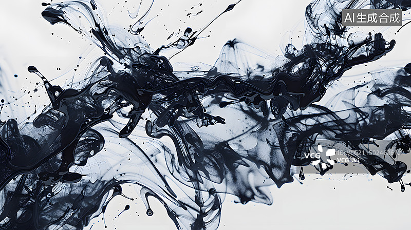 【AI数字艺术】黑墨水动态艺术图片素材