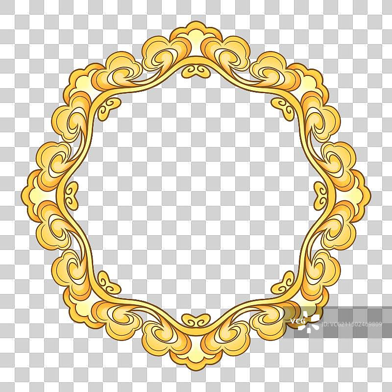 金色祥云唯美传统边框系列插画元素图片素材
