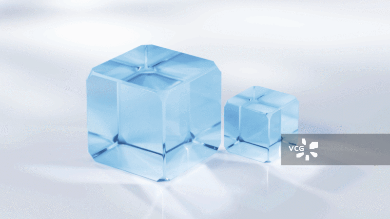 透明玻璃方块几何体三维渲染图片素材